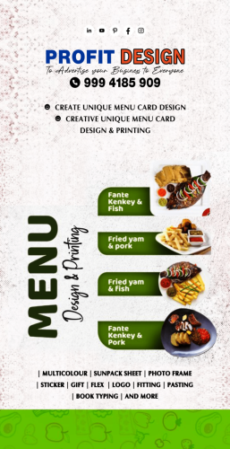 Profit Design Banner creative menu card design